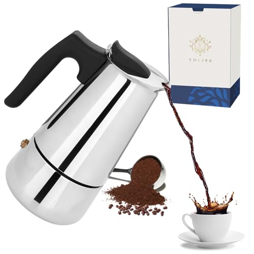 Analyse et avis sur la Cafetière Expresso Induction 1 Cafetière Expresso Induction, Cafetiere Italienne en acier inoxydable, Adaptée à toutes les sources de chaleur,4-9 Tasses, 200ml-450ml(200ml)