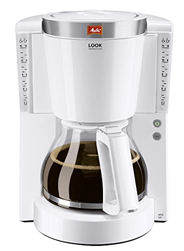 Analyse et avis sur la cafetière Melitta Look Selection 1 Melitta Cafetière à Filtre avec Verseuse en Verre, Fonction Maintien au Chaud, Sélecteur d’Arôme, Look Selection, Blanc/Acier Brossé, 1011-03
