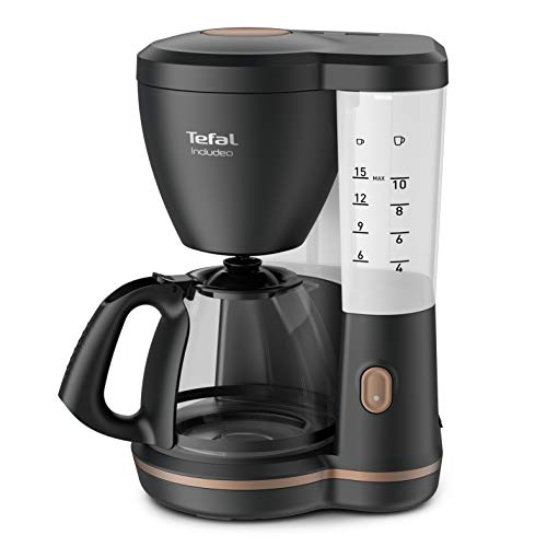 Analyse et avis sur la cafetière filtre Tefal Cafetière filtre Includeo 1 Tefal Cafetière filtre Includeo, facile à utiliser pour droitiers et gauchers, 1,25 L, 10 à 15 tasses, Porte-filtre double poignée ergonomique facile à retirer, CM533811